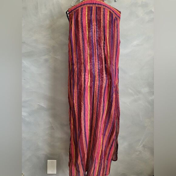 Vintage Victoria's Secret Sleeveless Maxi Shirt Dress Sheer Dual Side Split Sz L - Picture 7 of 16